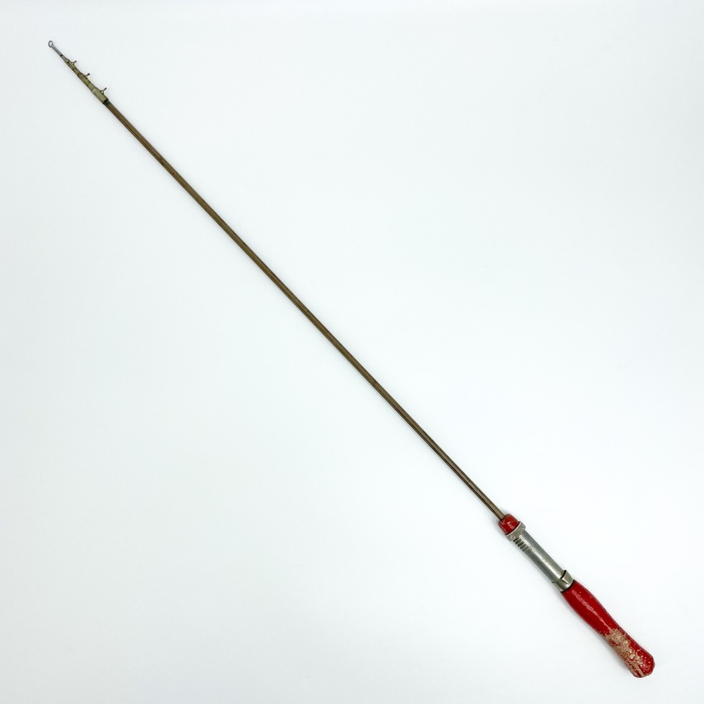 Vintage Bristol Fishing Pole Hexagon Steel Telescoping Spin Rod Red Cork Handle